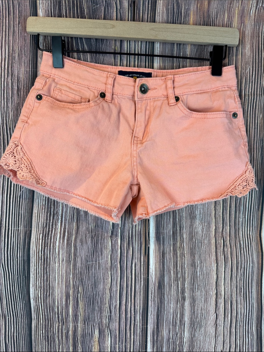 Lucky Brand Peach Denim Shorts with Lace Trim